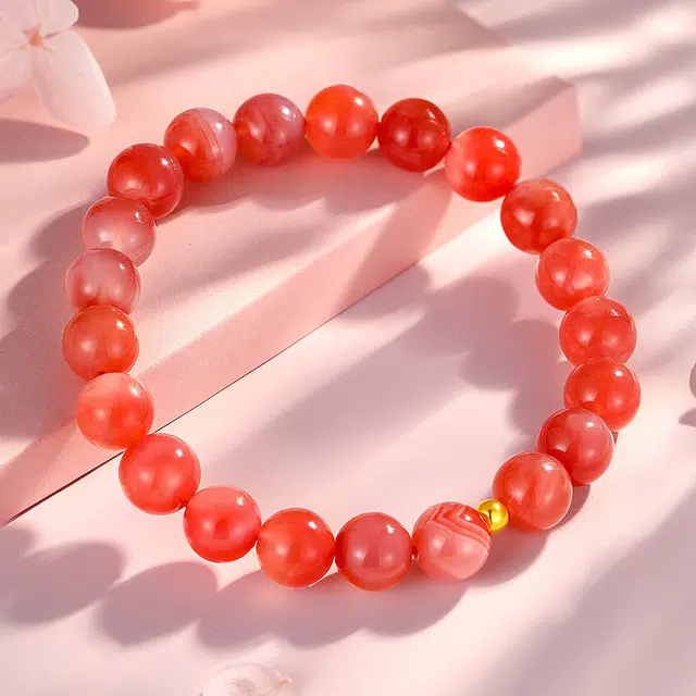 乃瑭 绯红转运珠搭配#好运天然 玛瑙 手串 男女同款情侣款