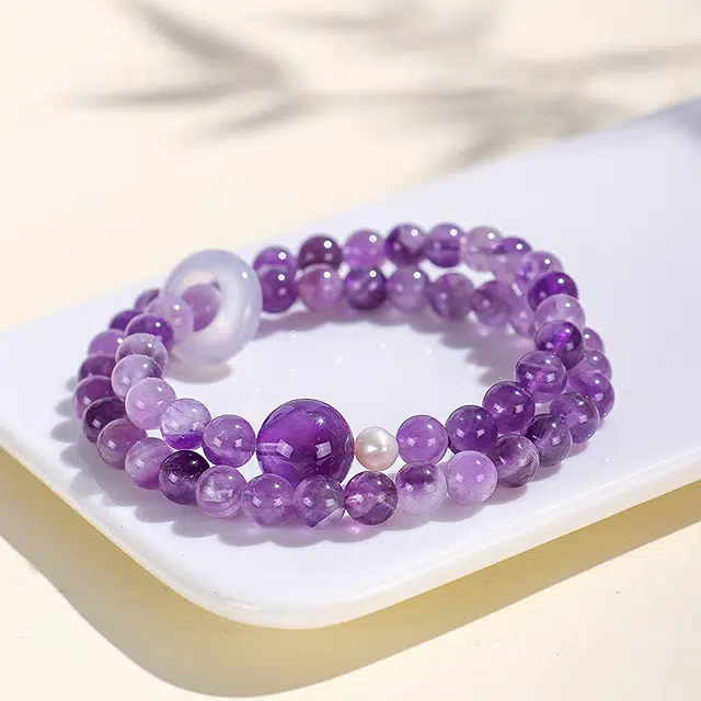 乃瑭 梦幻好运招财纳福  时尚高级感天然 紫水晶 手串 男女同款情侣款