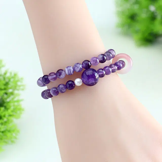 乃瑭 梦幻好运招财纳福  时尚高级感天然 紫水晶 手串 男女同款情侣款