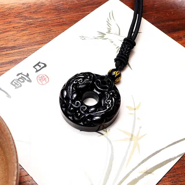 乃瑭 吞金兽聚财纳福国潮高品质平安扣民族风新中式#好运天然 玉髓 项链 男女同款情侣款