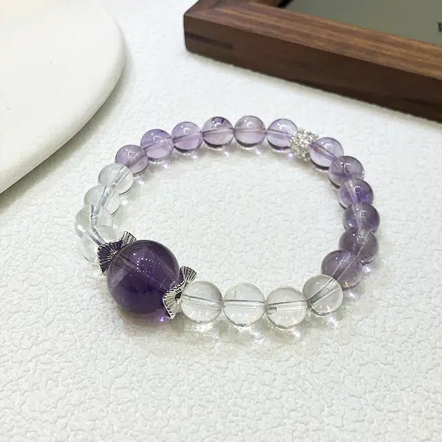 乃瑭 蝶梦晶缘·双生能量天然 紫水晶 手串 男女同款情侣款