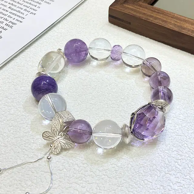 乃瑭 蝶舞晶语·幻紫银河天然 紫水晶 手串 男女同款情侣款