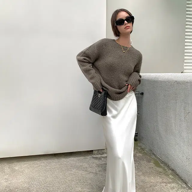 周淼 宽松落肩口罗纹羊毛圈圈纱针织毛衣 女款
