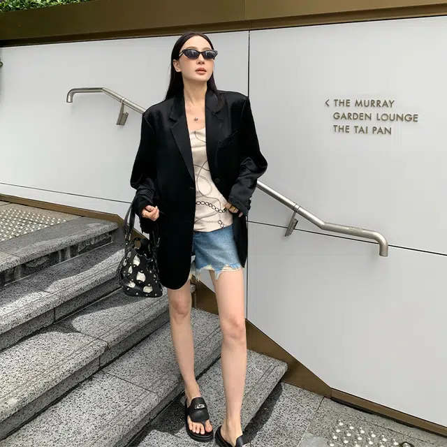 周淼 通勤条纹修身套头吊带 女款 米金