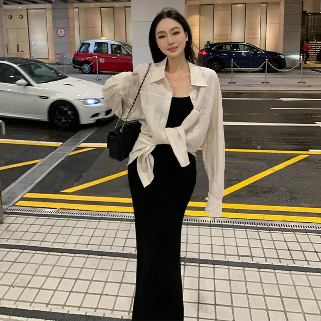 周淼 纯色纽扣长袖衬衫 女款