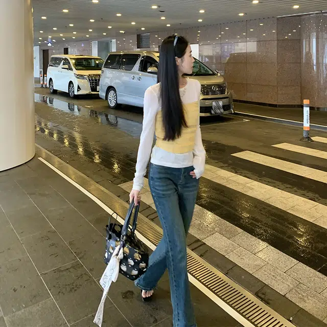 周淼 美式纯色一字肩收腰背心 女款
