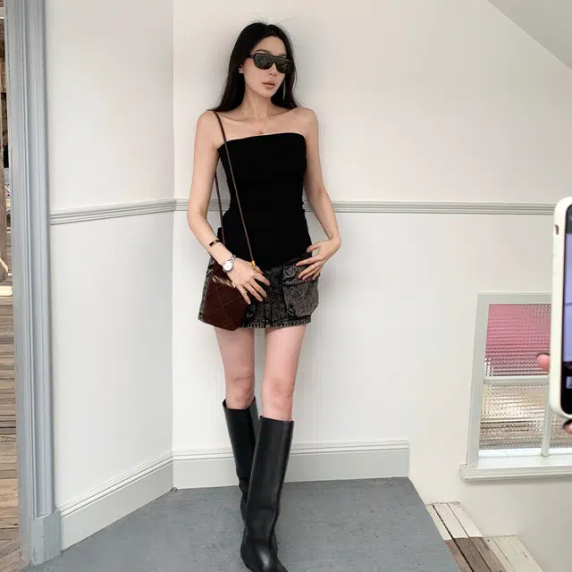 周淼 合身直筒纯色抹胸 女款