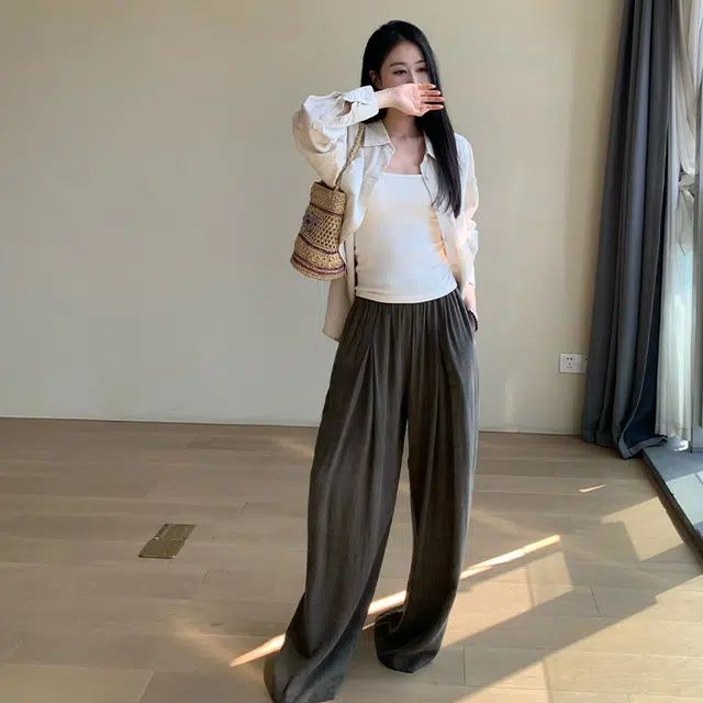 周淼 纯色纽扣长袖衬衫 女款