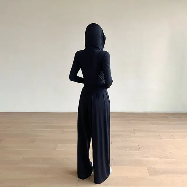 周淼 纯色简约松紧休闲裤 女款 经典黑