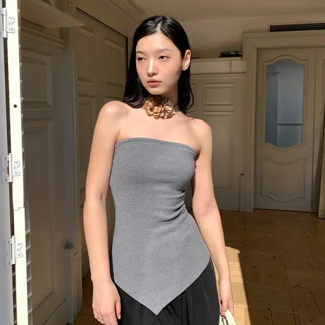 周淼 合身直筒纯色抹胸 女款