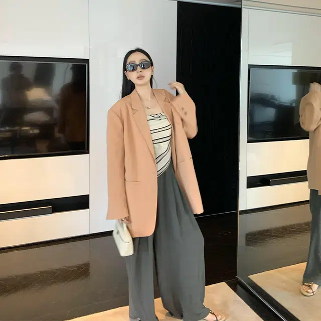 周淼 高腰纯色阔腿休闲裤 女款