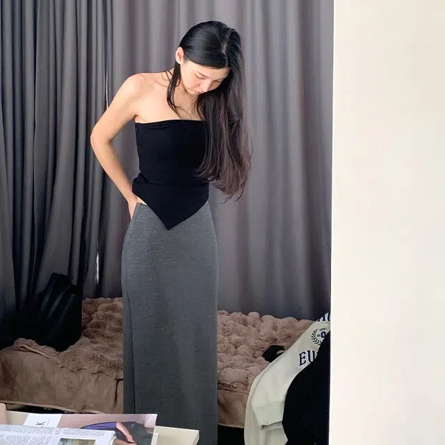 周淼 合身直筒纯色抹胸 女款