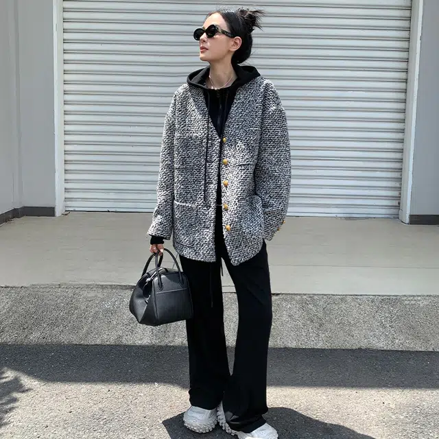 周淼 一体绒软糯直筒宽松阔腿裤 女 秋