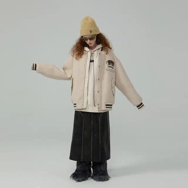 Apparition Baseball Jacket Vintage White