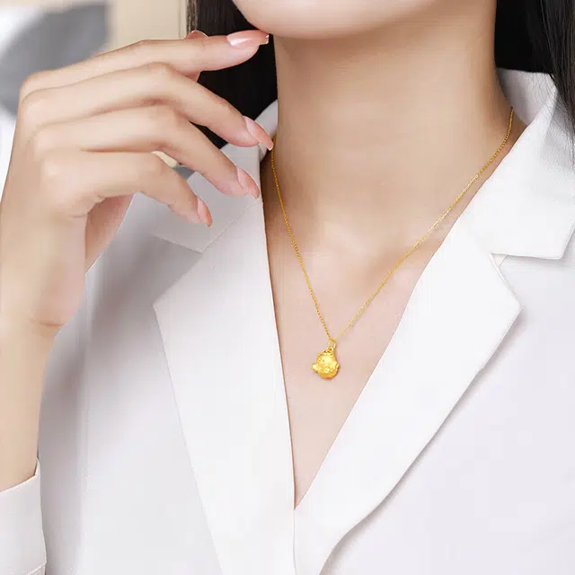 阿梵尼 仙女棒可爱小猫 足金 一口价 黄金项链 女款