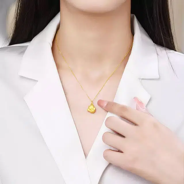 阿梵尼 仙女棒可爱小猫 足金 一口价 黄金项链 女款