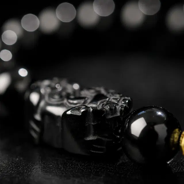 本木 国风国潮 招财貔貅#好运 黑曜石 手串 男女同款情侣款