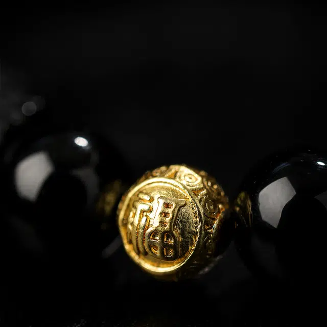 本木 国风国潮 招财貔貅#好运 黑曜石 手串 男女同款情侣款