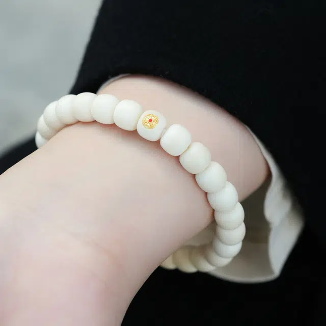 本木 精工归圆转招财纳福 温润如玉小众高级文玩盘玩绕指柔 白玉菩提 手串 男女同款情侣款