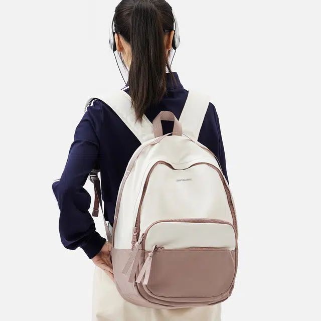 真维斯 日韩学院风高颜值简约大容量初高中生大学生上课通勤休闲撞色运动百搭多口袋 织物 双肩包书包背包 常规 女款 多色