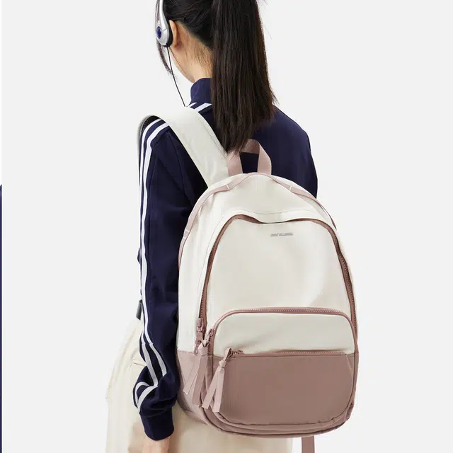 真维斯 日韩学院风高颜值简约大容量初高中生大学生上课通勤休闲撞色运动百搭多口袋 织物 双肩包书包背包 常规 女款 多色