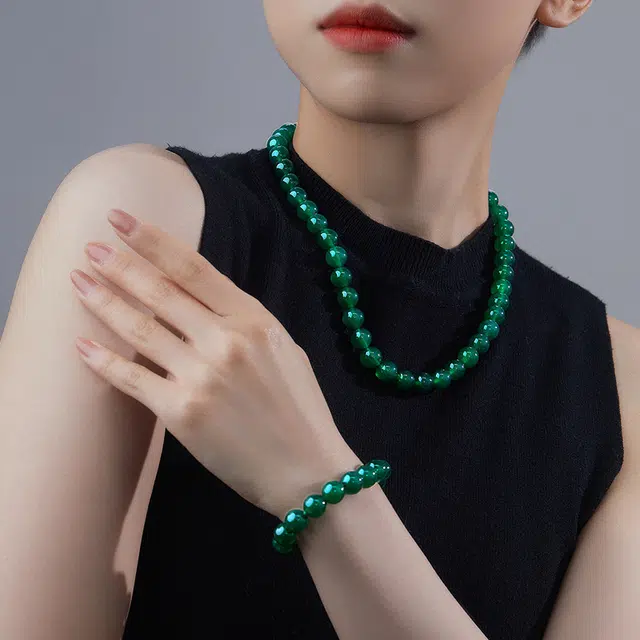 奢珠 满串银扣 玉髓 项链 女款