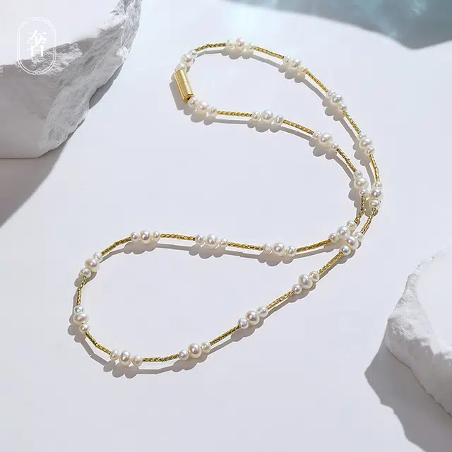 奢珠 项链小米珠时尚 淡水珍珠 项链 女款