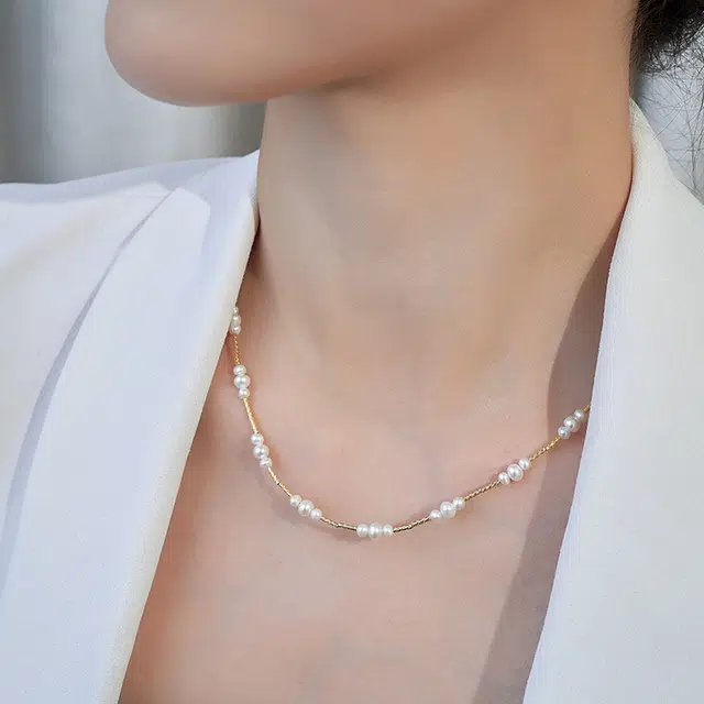 奢珠 项链小米珠时尚 淡水珍珠 项链 女款