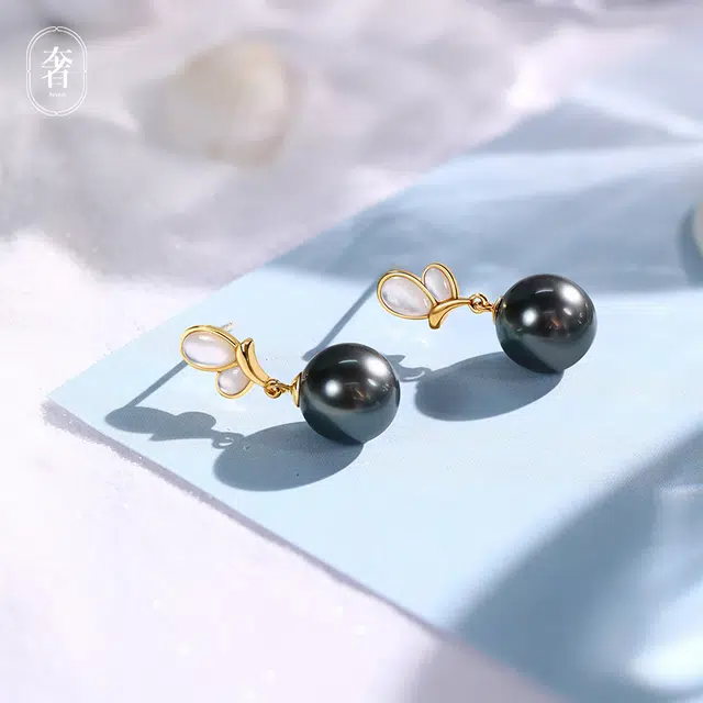 奢珠 蝴蝶小众设计优雅 海水珍珠耳环