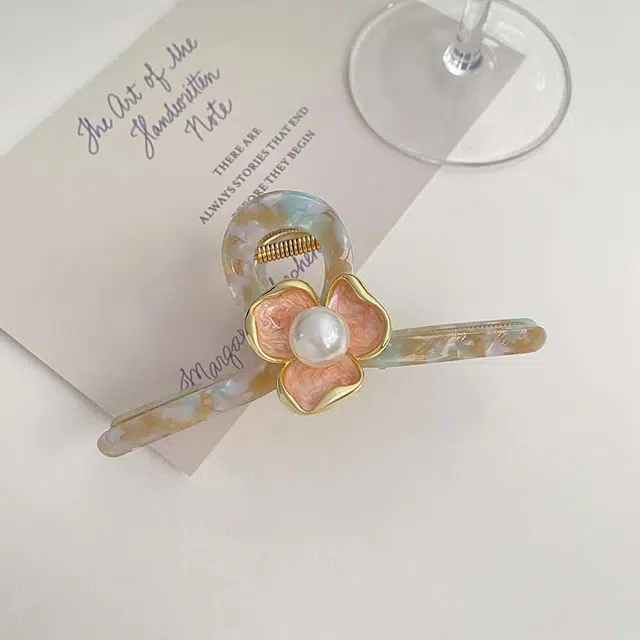 秦福炫 精致鸢尾花抓夹设计轻奢时尚简约高级感后脑勺盘发鲨鱼夹发量多 合金 发夹 女款