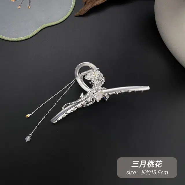 秦福炫 十二花神 新中式花开富贵立体花纹精致优雅高级感后脑勺盘发 铜 发夹 女款