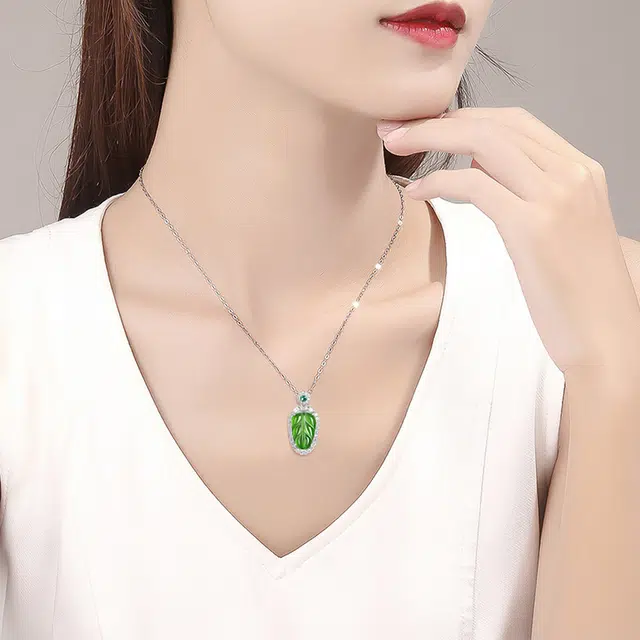 老福黄金 金枝玉叶国风向阳而生满堂金枝玉叶 冰种 翡翠项链 男女同款情侣款