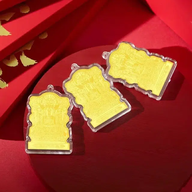 老福黄金 龙财神有求必应 招财纳宝财神转运 足金 投资类 贴片 男女同款情侣款