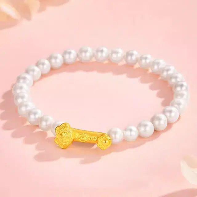 老福黄金 事事如意 新中式吉祥如意 淡水珍珠 手串 男女同款情侣款
