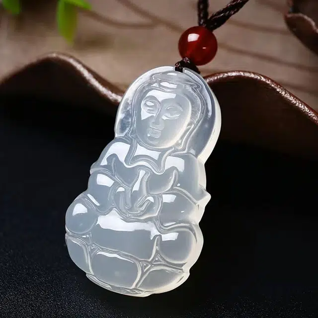 老福黄金 弥勒佛观音吊坠 新中式复古民族风轻奢小众高级感锁骨链 玉髓 项链 男女同款情侣款