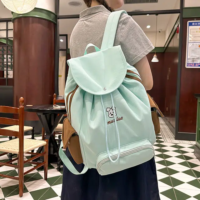 笛贝嘉 韩系简约撞色高颜值百搭 尼龙 双肩包 男女同款情侣款 多色