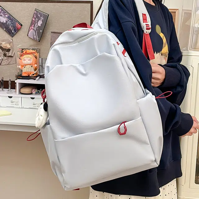 笛贝嘉 韩版潮牌刺绣字母大容量纯色轻便百搭 尼龙 双肩包 常规 男女同款情侣款 多色