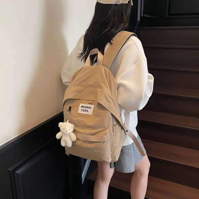 笛贝嘉 复古简约轻便防水上课通勤 布 双肩包 男女同款情侣款 多色