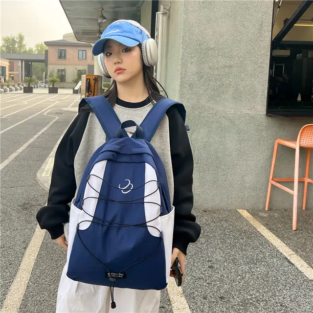 笛贝嘉 拼色休闲轻便百搭 复合布 双肩包 常规 男女同款情侣款 多色