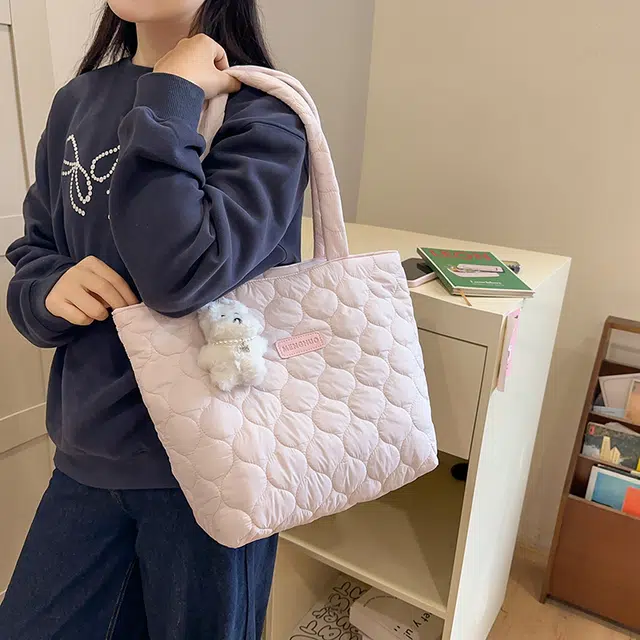 笛贝嘉 托特包学生上课包时尚轻便可爱 涤纶 单肩包 常规 女款 多色