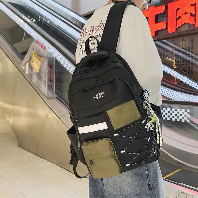笛贝嘉 日系潮牌拼色 尼龙 双肩包 常规 男女同款情侣款 多色