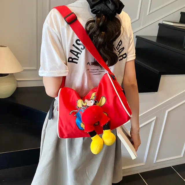 笛贝嘉 韩版可爱卡通玩偶波士顿包高颜值百搭 尼龙 单肩包 女款 多色