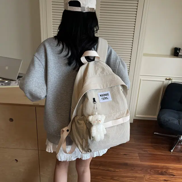 笛贝嘉 复古简约轻便防水上课通勤 布 双肩包 男女同款情侣款 多色