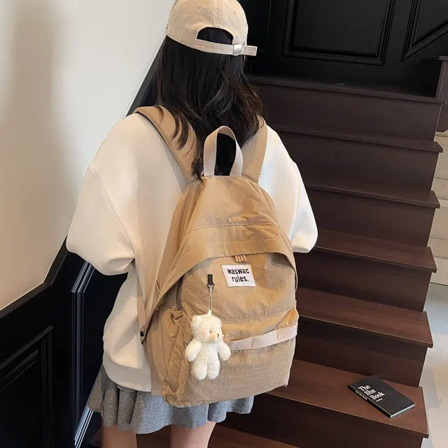 笛贝嘉 复古简约轻便防水上课通勤 布 双肩包 男女同款情侣款 多色