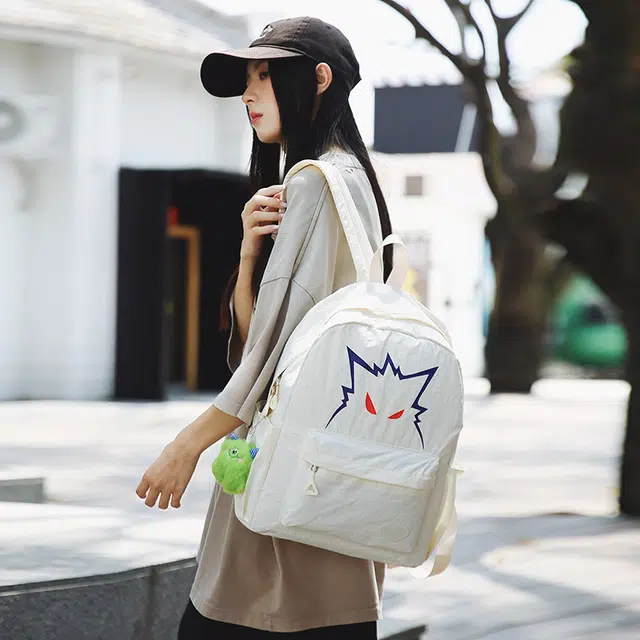 笛贝嘉 恶魔小怪兽卡通日系百搭通勤 尼龙 双肩包 常规 男女同款情侣款 多色