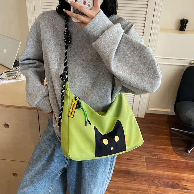 笛贝嘉 可爱猫咪小众设计轻便通勤 布 斜挎包 常规 女款 多色