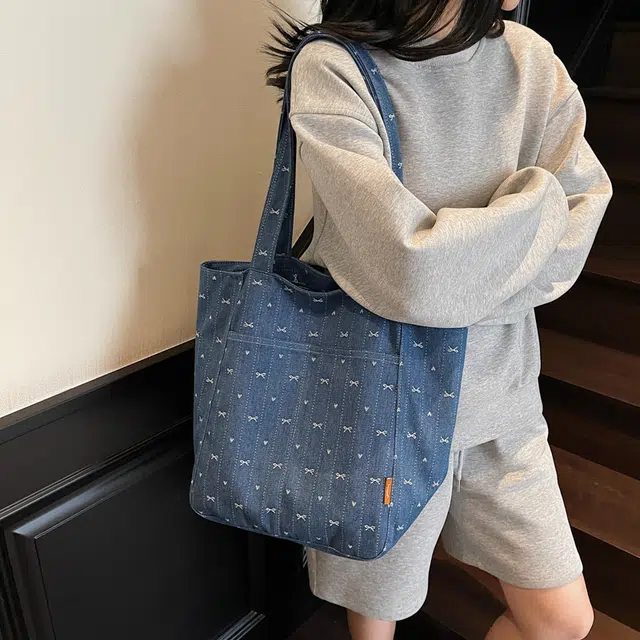 笛贝嘉 日系原宿复古托特包森系百搭出游学生上课 布 单肩包 女款 多色