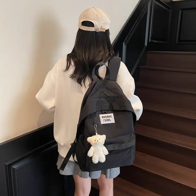 笛贝嘉 复古简约轻便防水上课通勤 布 双肩包 男女同款情侣款 多色