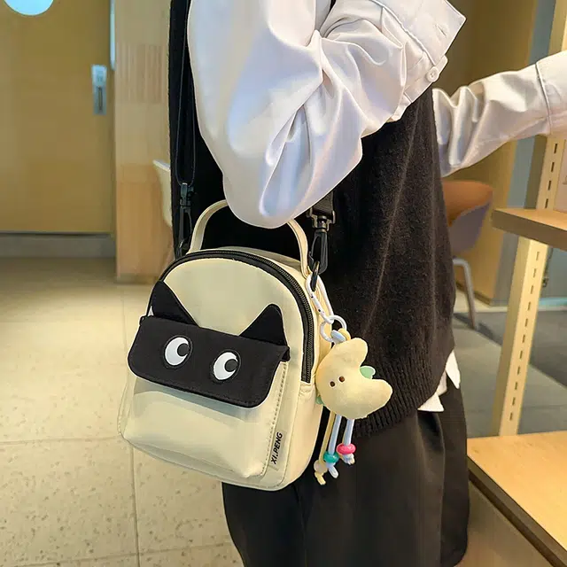 笛贝嘉 韩版可爱卡通拼色时尚洋气减龄百搭 尼龙 手提包 女款 多色