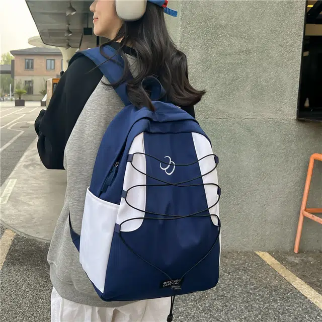 笛贝嘉 拼色休闲轻便百搭 复合布 双肩包 常规 男女同款情侣款 多色